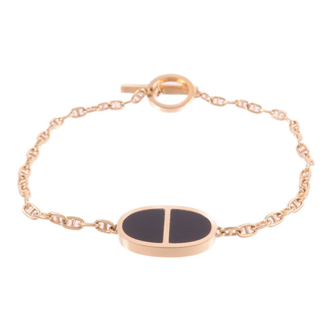 HERMES 18K玫瑰金/陶瓷Chaine d'ancre Verso Bracelet手鏈