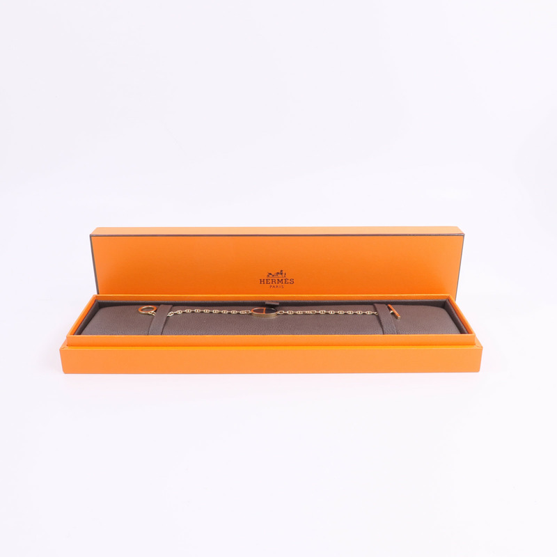 HERMES 18K玫瑰金/陶瓷Chaine d'ancre Verso Bracelet手鏈-9