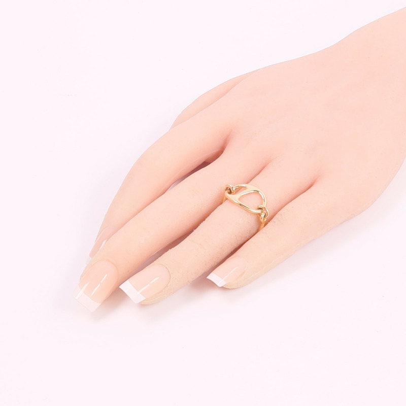 HERMES 18K玫瑰金Chaine d'ancre Punk Ring戒指-8