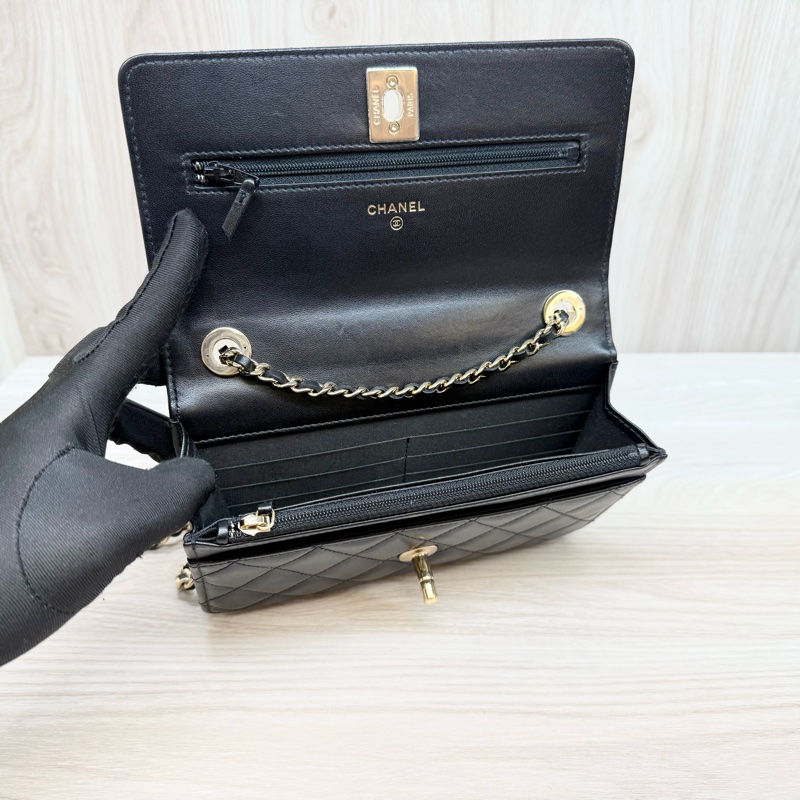 CHANEL黑羊皮Trendy CCWOC鏈包-10