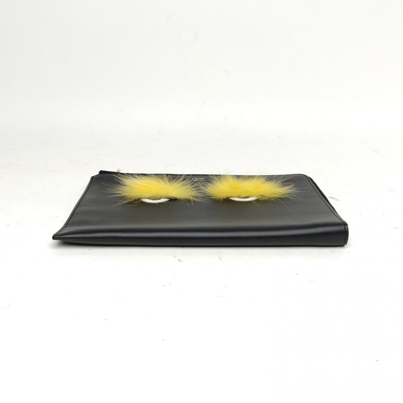 FENDI 黑色牛皮手拿包小怪獸-3