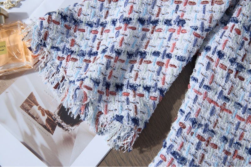 CHANEL藍粉格紋粗花呢外套-7