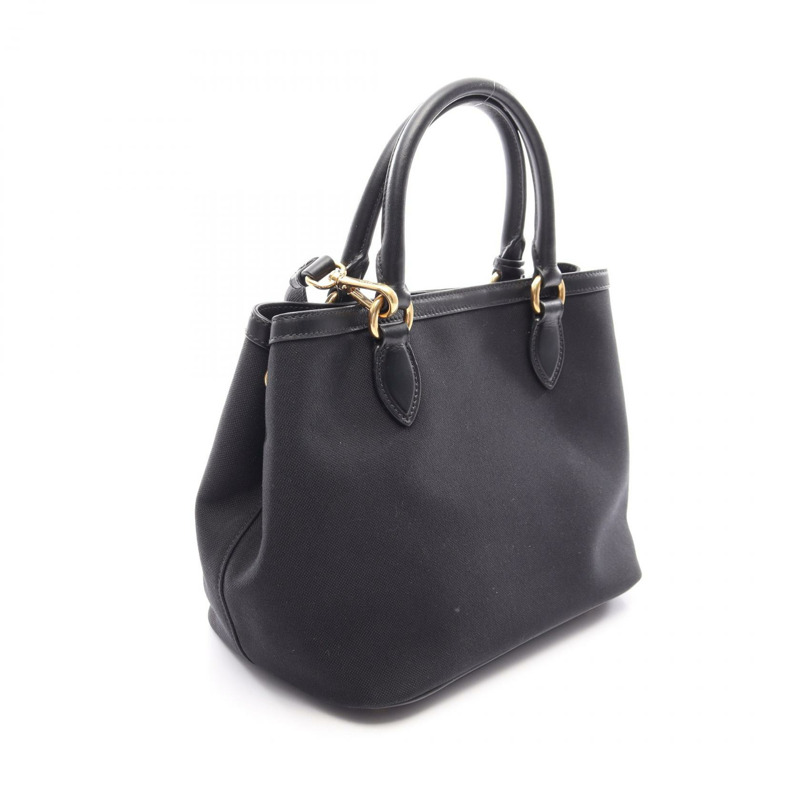 PRADA LOGO JACQUARD 2WAY 手提包，帆布皮革材質，黑色，二手女款-1
