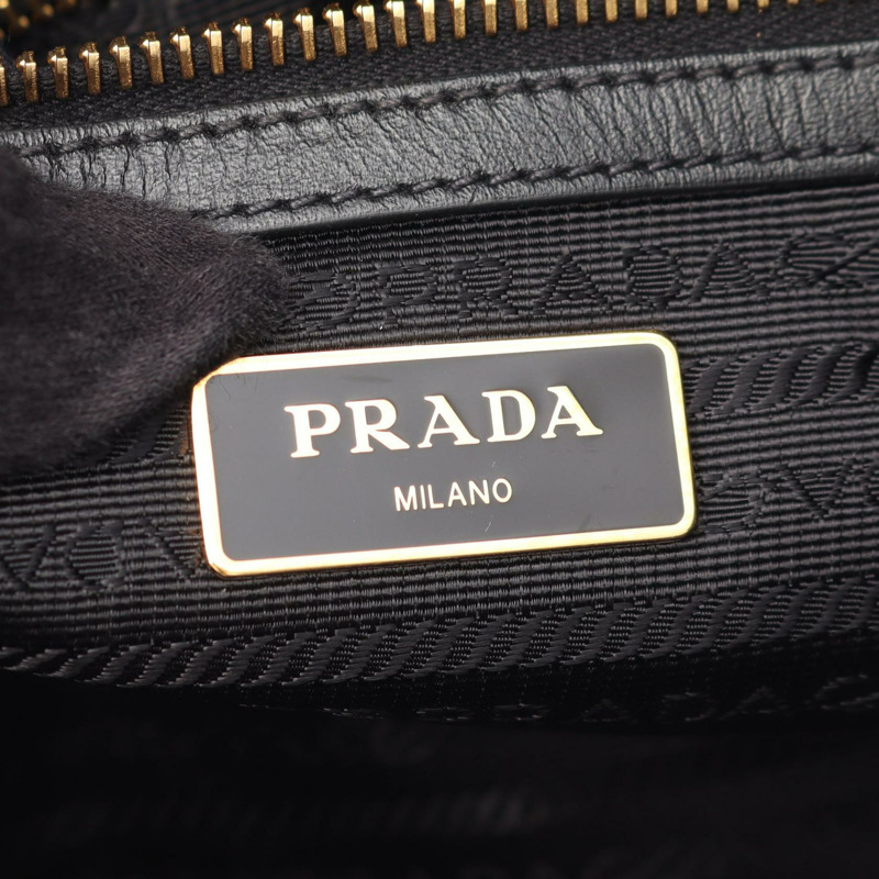 PRADA LOGO JACQUARD 2WAY 手提包，帆布皮革材質，黑色，二手女款-3
