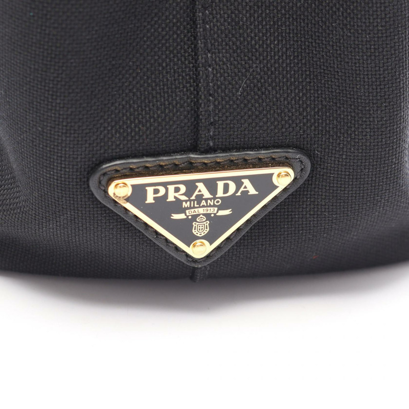 PRADA LOGO JACQUARD 2WAY 手提包，帆布皮革材質，黑色，二手女款-4