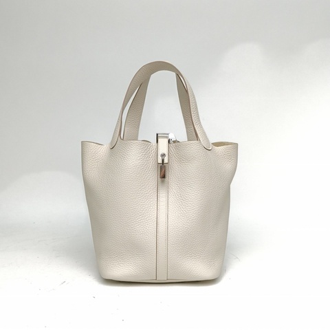 HERMES Picotin22菜籃子奶昔白TC皮K2025銀扣