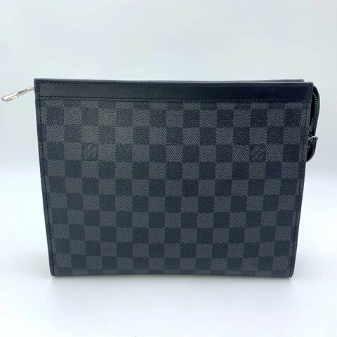 Louis Vuitton 官網同款經典黑棋盤手拿包、路易威登、LV、商務包、逛街包、洗漱包、真品、正品、現貨、免運