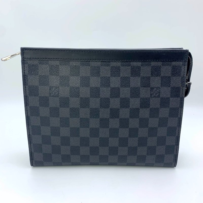 Louis Vuitton 官網同款經典黑棋盤手拿包、路易威登、LV、商務包、逛街包、洗漱包、真品、正品、現貨、免運-0