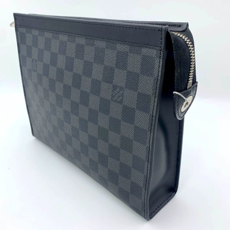 Louis Vuitton 官網同款經典黑棋盤手拿包、路易威登、LV、商務包、逛街包、洗漱包、真品、正品、現貨、免運-1