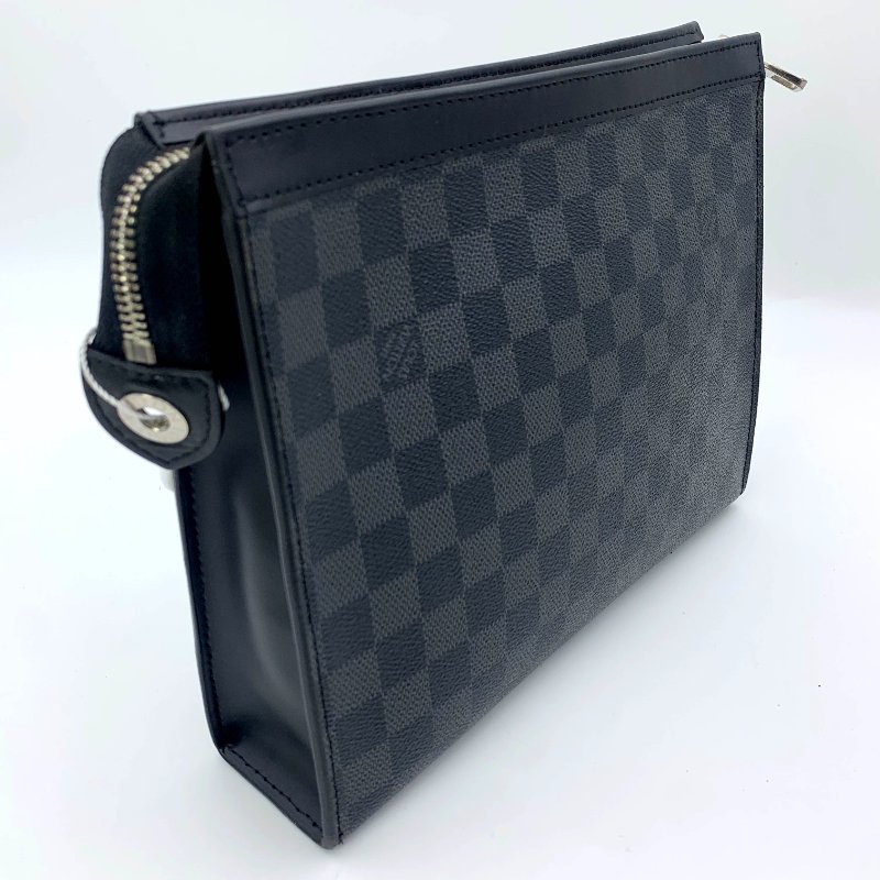 Louis Vuitton 官網同款經典黑棋盤手拿包、路易威登、LV、商務包、逛街包、洗漱包、真品、正品、現貨、免運-3