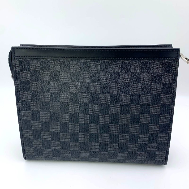 Louis Vuitton 官網同款經典黑棋盤手拿包、路易威登、LV、商務包、逛街包、洗漱包、真品、正品、現貨、免運-4
