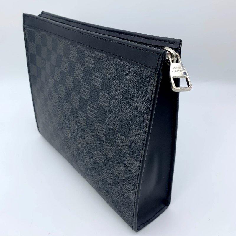 Louis Vuitton 官網同款經典黑棋盤手拿包、路易威登、LV、商務包、逛街包、洗漱包、真品、正品、現貨、免運-5