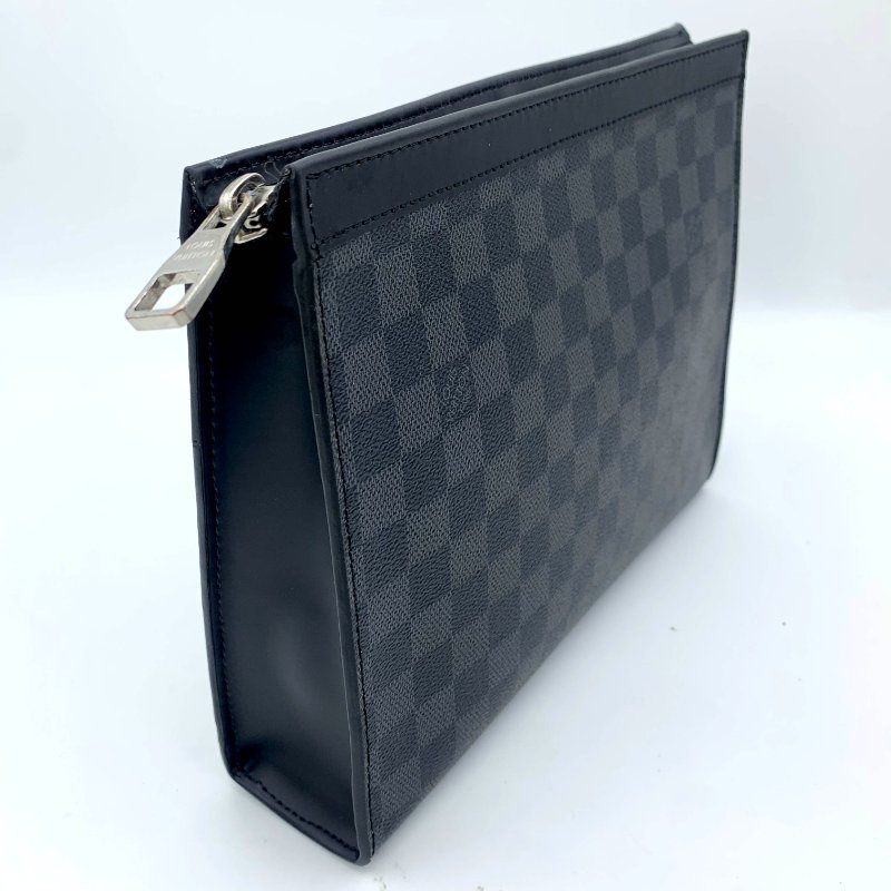 Louis Vuitton 官網同款經典黑棋盤手拿包、路易威登、LV、商務包、逛街包、洗漱包、真品、正品、現貨、免運-7