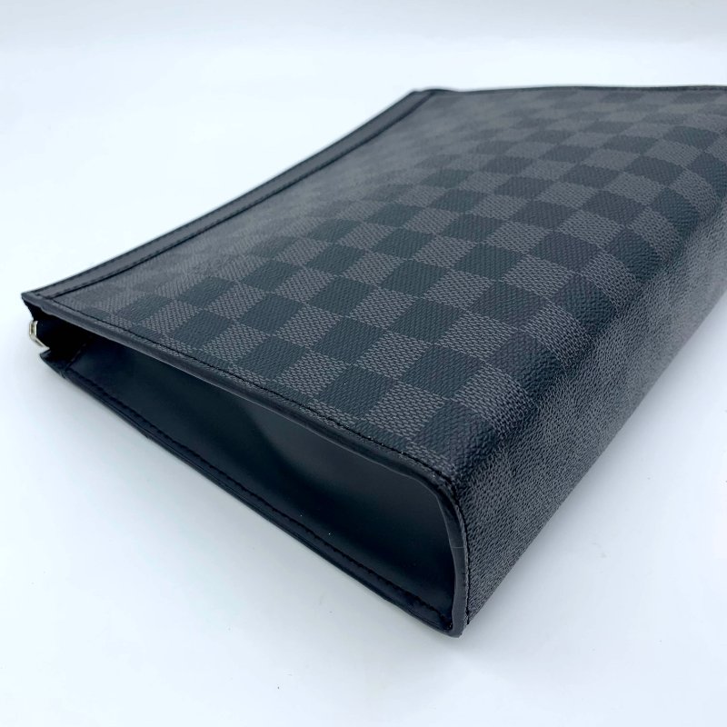 Louis Vuitton 官網同款經典黑棋盤手拿包、路易威登、LV、商務包、逛街包、洗漱包、真品、正品、現貨、免運-11