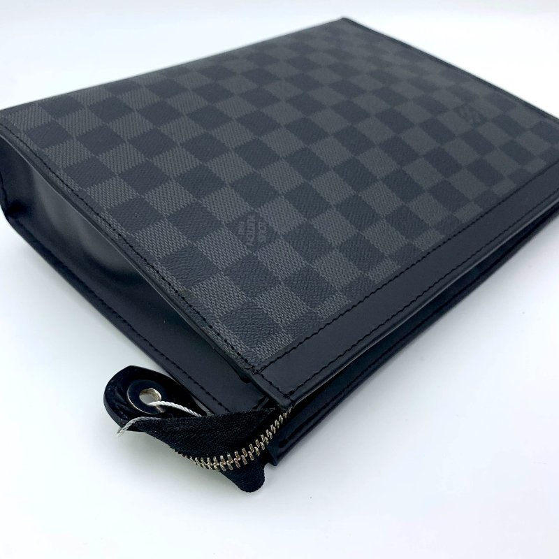 Louis Vuitton 官網同款經典黑棋盤手拿包、路易威登、LV、商務包、逛街包、洗漱包、真品、正品、現貨、免運-13