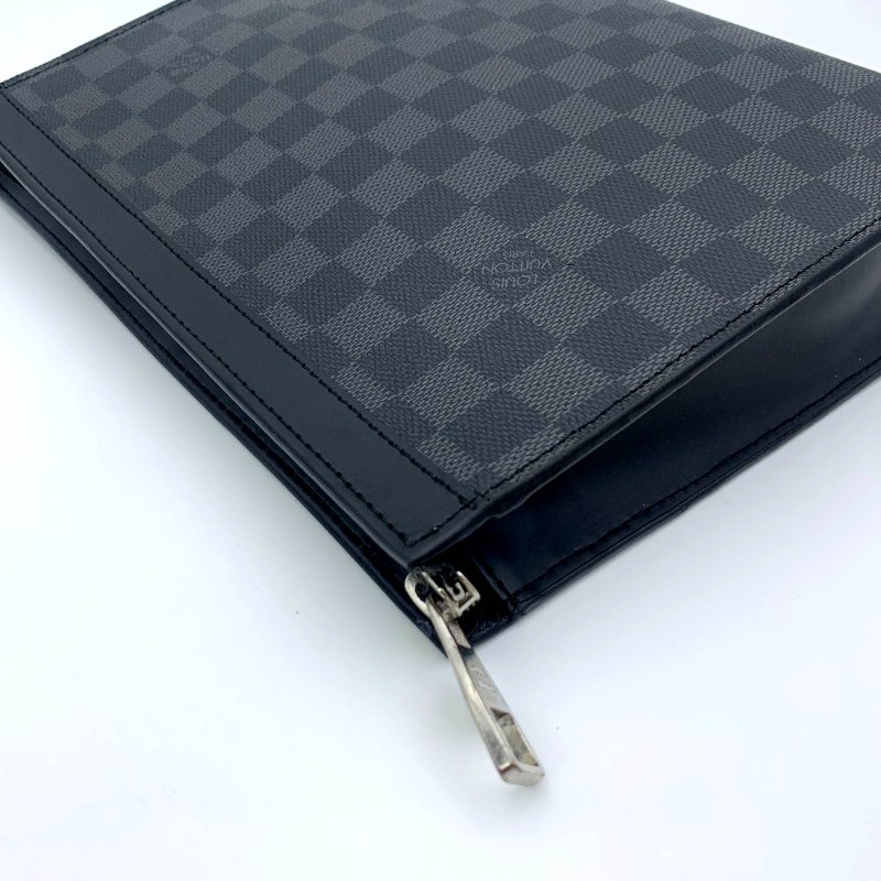 Louis Vuitton 官網同款經典黑棋盤手拿包、路易威登、LV、商務包、逛街包、洗漱包、真品、正品、現貨、免運-14