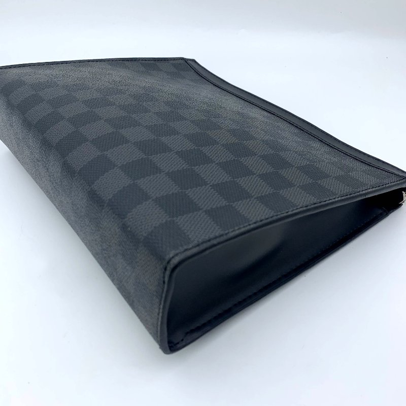 Louis Vuitton 官網同款經典黑棋盤手拿包、路易威登、LV、商務包、逛街包、洗漱包、真品、正品、現貨、免運-16