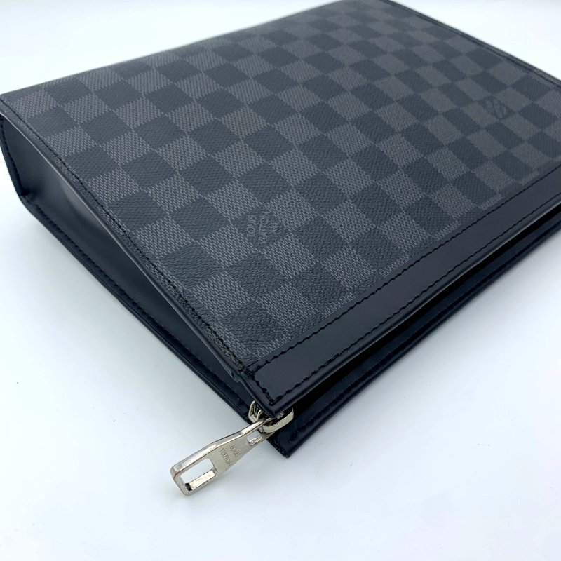 Louis Vuitton 官網同款經典黑棋盤手拿包、路易威登、LV、商務包、逛街包、洗漱包、真品、正品、現貨、免運-17