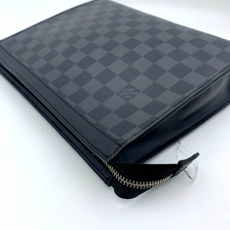 Louis Vuitton 官網同款經典黑棋盤手拿包、路易威登、LV、商務包、逛街包、洗漱包、真品、正品、現貨、免運-18