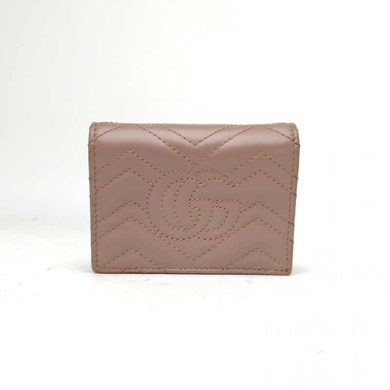 GUCCI 裸粉色牛皮GGmarmont短款錢包-2
