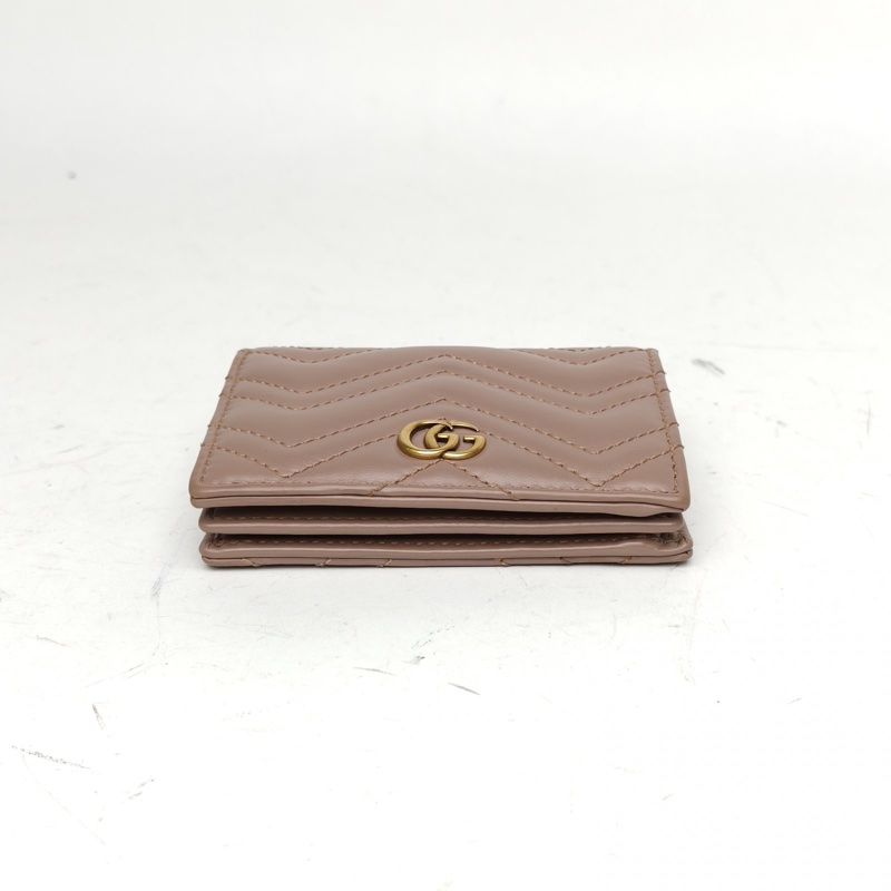 GUCCI 裸粉色牛皮GGmarmont短款錢包-3