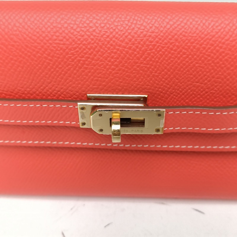HERMES Kelly短款錢包唇膏粉Epsom皮框Q金扣-4