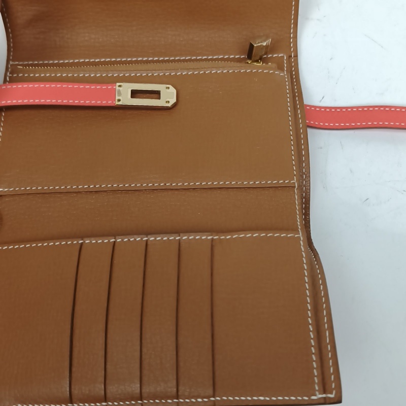 HERMES Kelly短款錢包唇膏粉Epsom皮框Q金扣-5