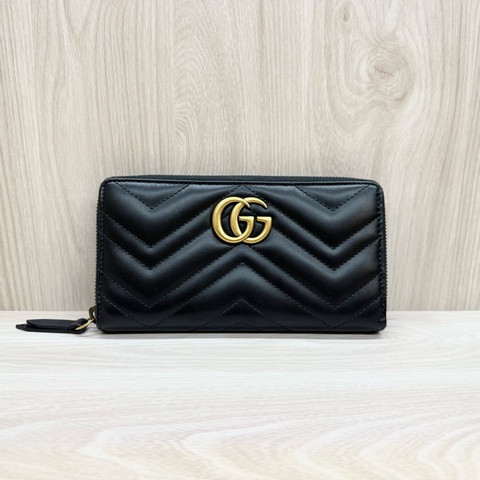 GUCCI黑金 GG marmont 拉鍊長夾443123