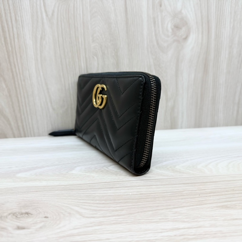 GUCCI黑金 GG marmont 拉鍊長夾443123-2