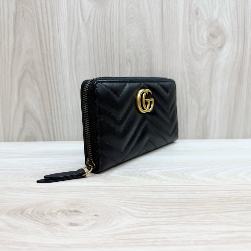 GUCCI黑金 GG marmont 拉鍊長夾443123-3