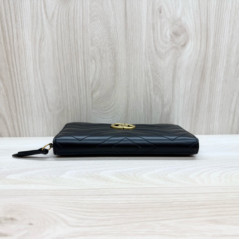GUCCI黑金 GG marmont 拉鍊長夾443123-4