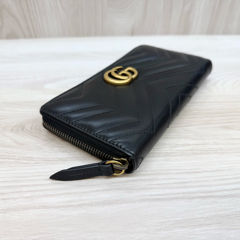 GUCCI黑金 GG marmont 拉鍊長夾443123-5