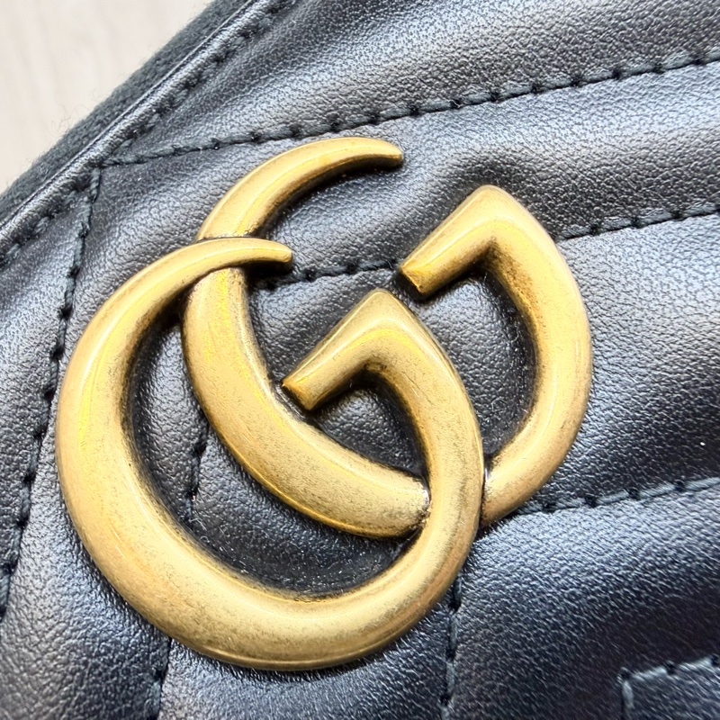 GUCCI黑金 GG marmont 拉鍊長夾443123-8
