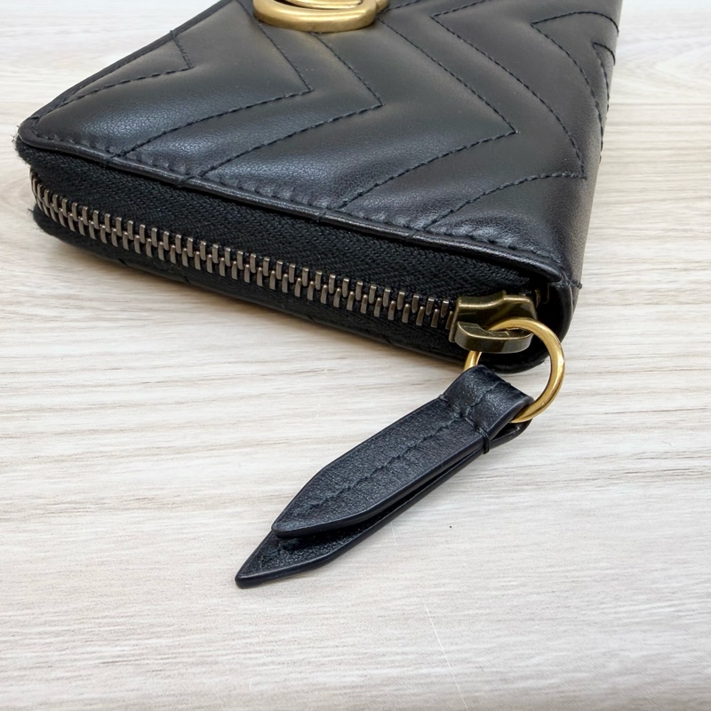 GUCCI黑金 GG marmont 拉鍊長夾443123-9
