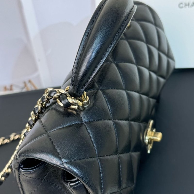 Chanel CF HANDLE黑色 菱格紋 羊皮 20 帶手柄-3