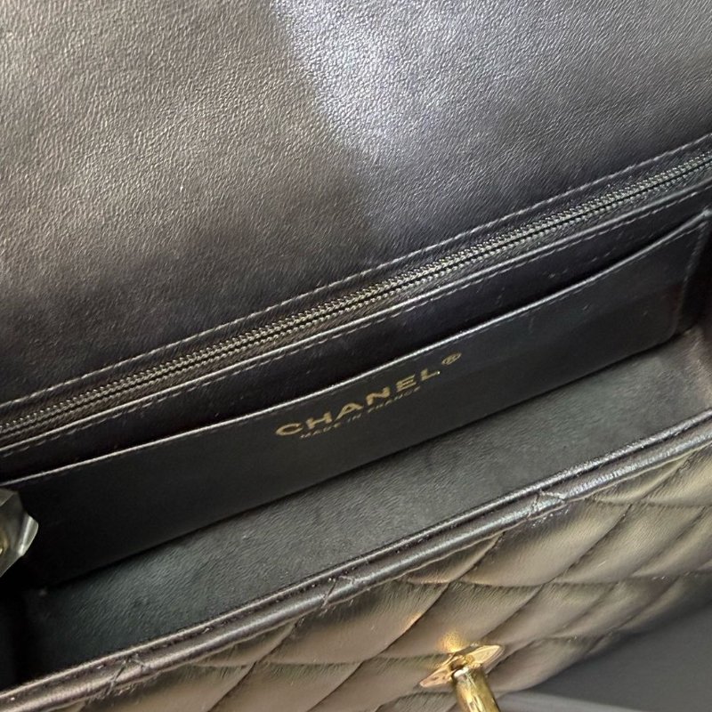 Chanel CF HANDLE黑色 菱格紋 羊皮 20 帶手柄-5
