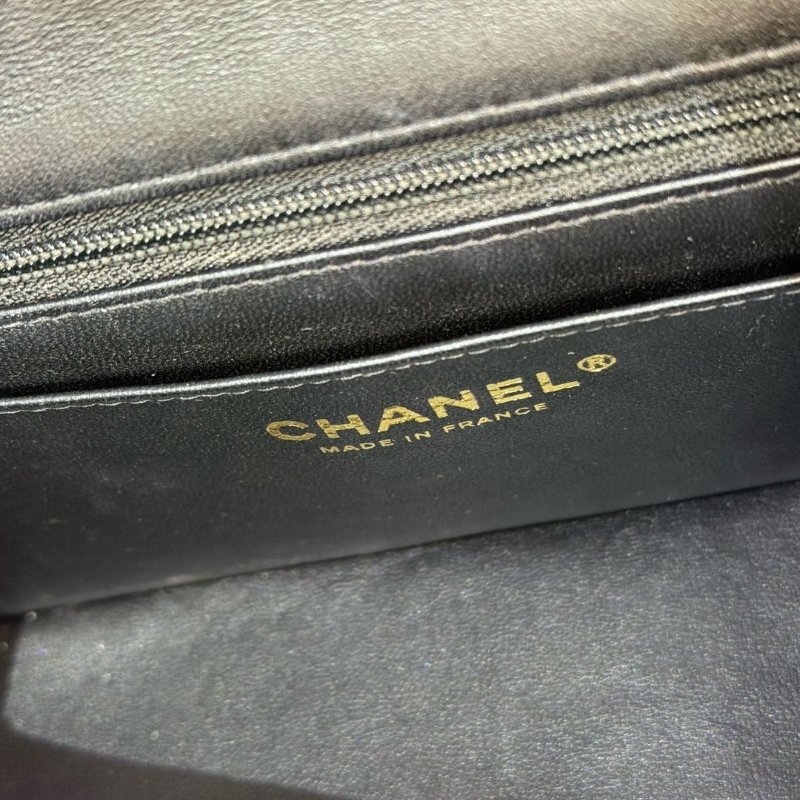 Chanel CF HANDLE黑色 菱格紋 羊皮 20 帶手柄-7