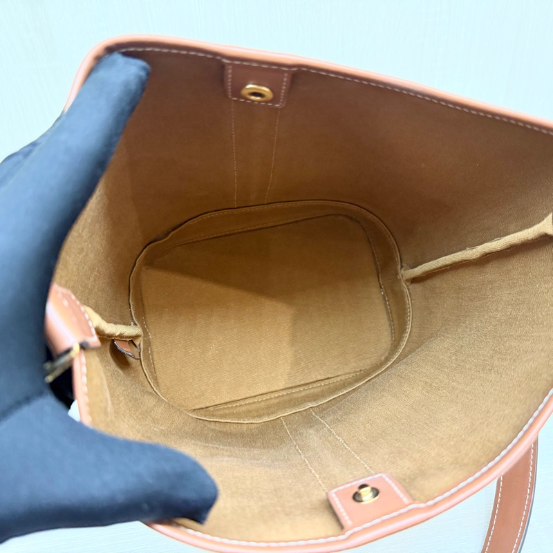 CELINE博主必備🤎老花牛皮Bucket小號水桶包-9