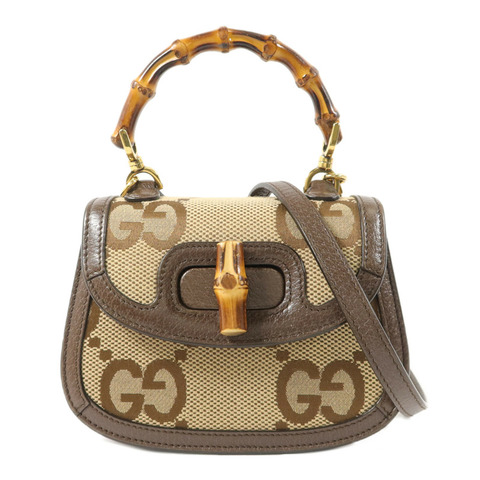 GUCCI 帆布Bamboo 1947手挽肩背兩用袋