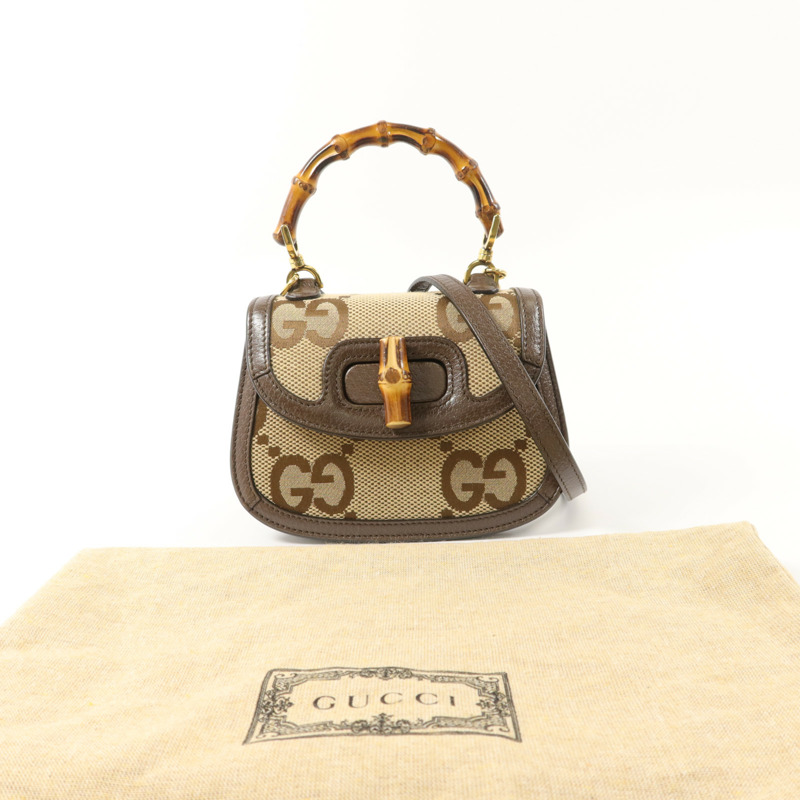 GUCCI 帆布Bamboo 1947手挽肩背兩用袋-9