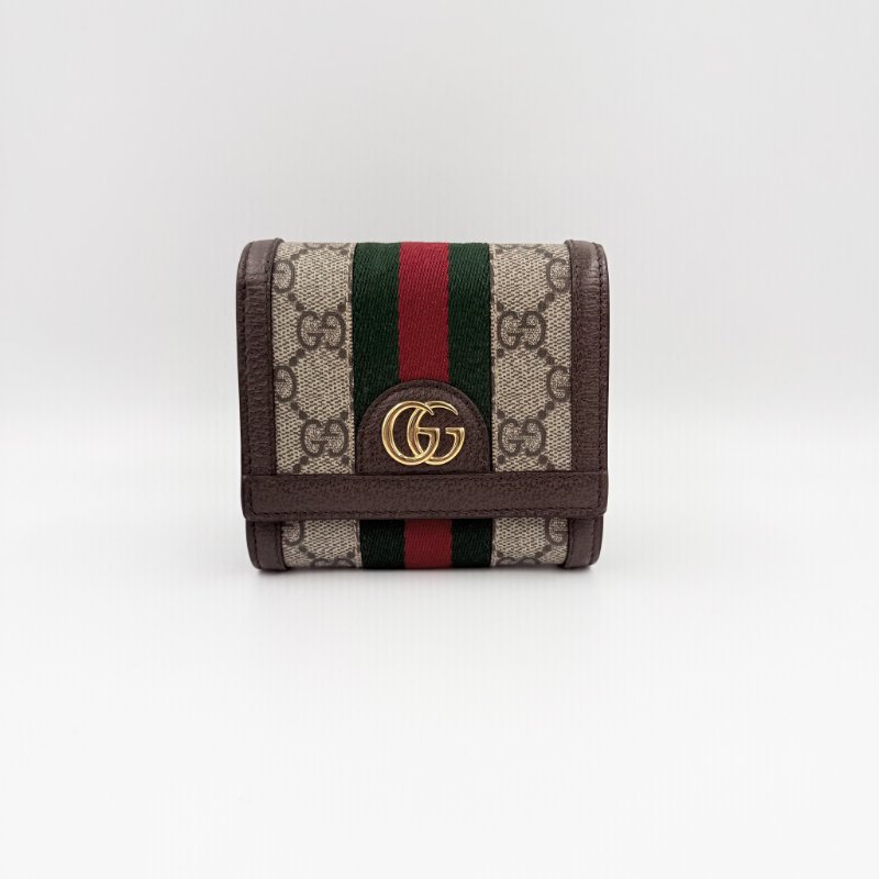 GUCCI - gg老花拼綠紅綠ophidia下蓋短夾-0