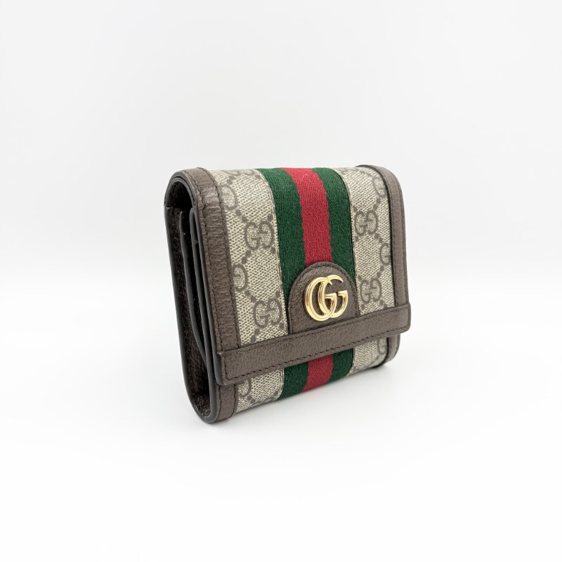 GUCCI - gg老花拼綠紅綠ophidia下蓋短夾-3