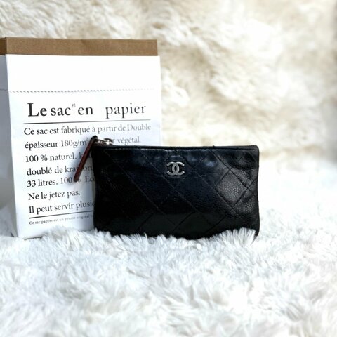 Chanel 黑銀 零錢包