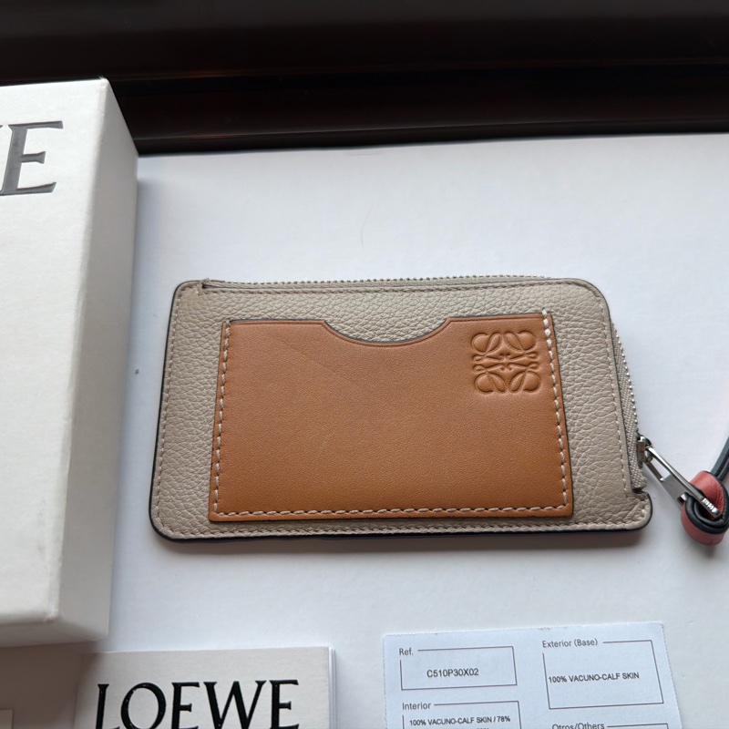 LOEWE Coin cardholder 零錢 卡夾 C660Z40X07 焦糖拚沙色拉鍊卡夾 原廠盒子-6