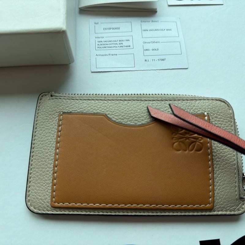LOEWE Coin cardholder 零錢 卡夾 C660Z40X07 焦糖拚沙色拉鍊卡夾 原廠盒子-15