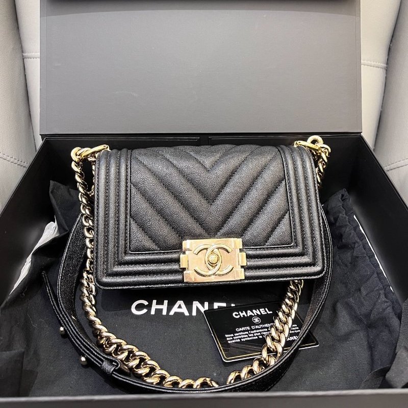近新品 香奈兒/Chanel LEBOY小號v紋 荔枝紋牛皮-0