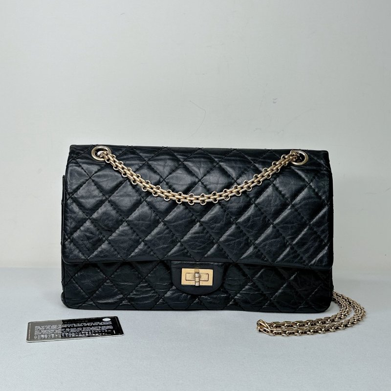 CHANEL 2.55黑金翻蓋鏈帶包-1