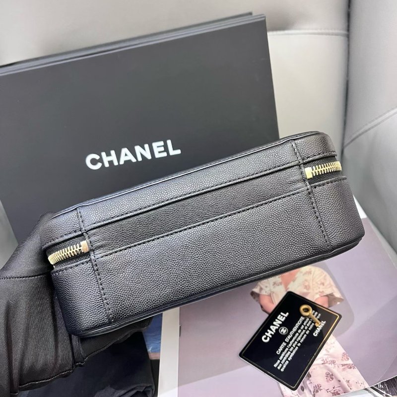 香奈兒/Chanel vanity case 黑金荔枝紋牛皮相機包 中號-7