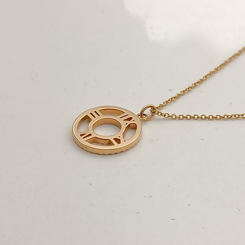 TIFFANY&CO 18K玫瑰金鑽石Atlas羅馬數字滿鑽圓環項鏈-2