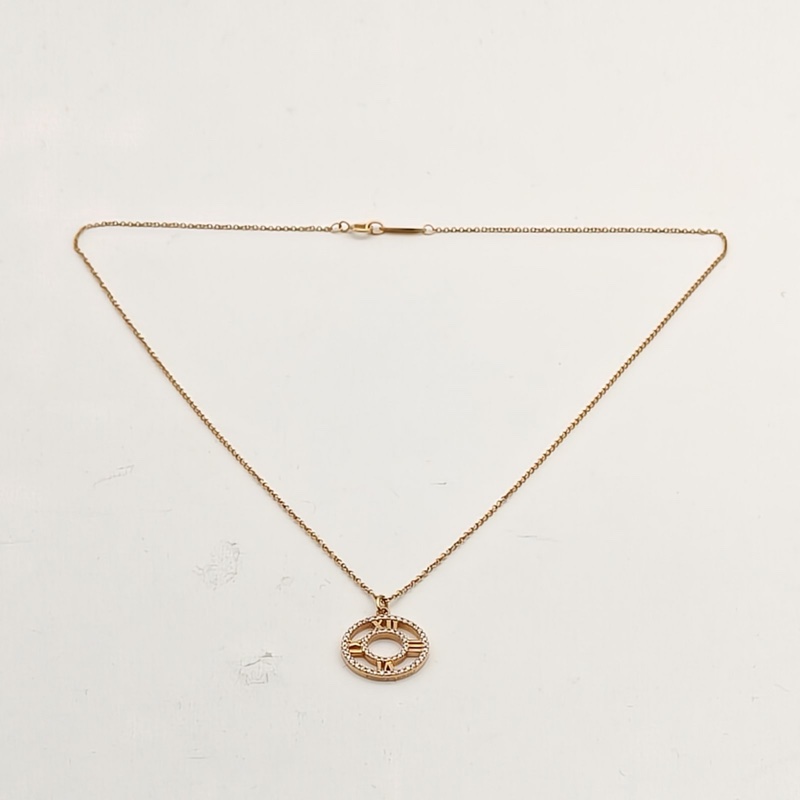 TIFFANY&CO 18K玫瑰金鑽石Atlas羅馬數字滿鑽圓環項鏈-4